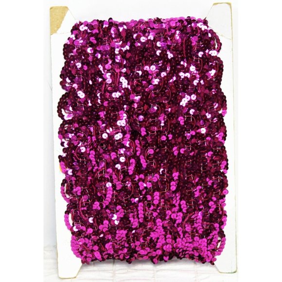 Pink Sequin 1.25" wide Trim - Costume Quilting Crafts Scrapbook - Picture 4 of 6